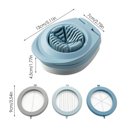 Multifunkčný krájač vajec z nehrdzavejúcej ocele 3 v 1, krájač varených vajec, odolný sekač vajec, elegantný delič vajec, delič kuchynských nástrojov