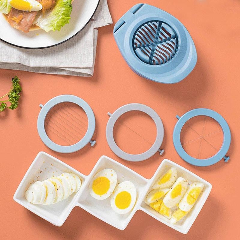 Multifunkčný krájač vajec z nehrdzavejúcej ocele 3 v 1, krájač varených vajec, odolný sekač vajec, elegantný delič vajec, delič kuchynských nástrojov