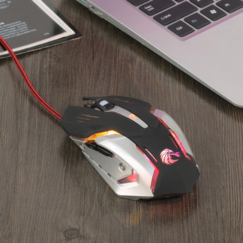 Кабелна механична игрална мишка, метална основа, 5-скоростна регулируема 5500DPI, седем цвята разбиваща светлина, 7-бутонен Esports офис лаптоп