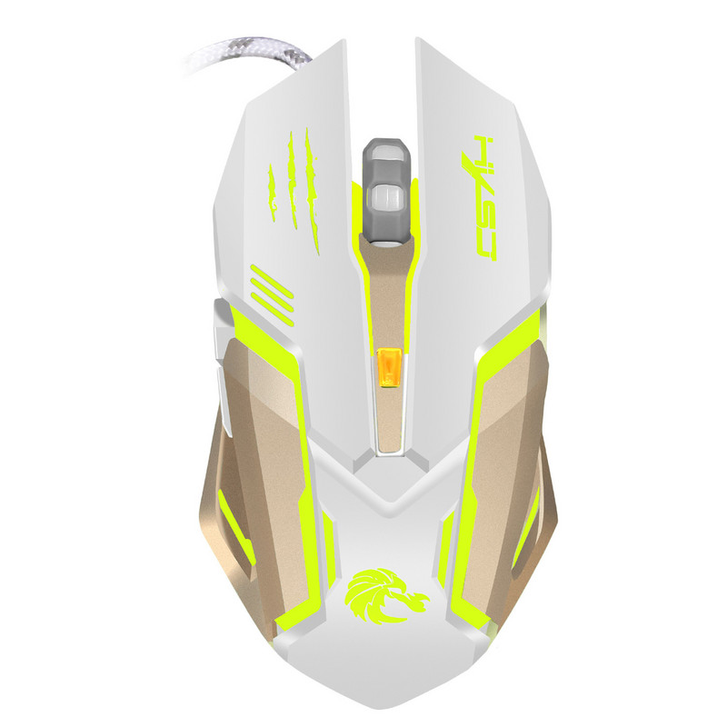 Mouse mecanic de joc cu fir, bază metalică, 5500 DPI reglabil cu 5 viteze, lumină de întrerupere în șapte culori Laptop de birou Esports cu 7 butoane