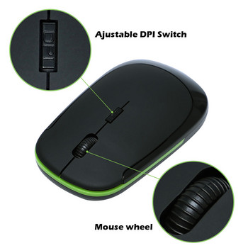 Mini 2 4GHz Безжична мишка 1600DPI Регулируем PC Компютър Преносими мишки Безжична работна оптична мишка