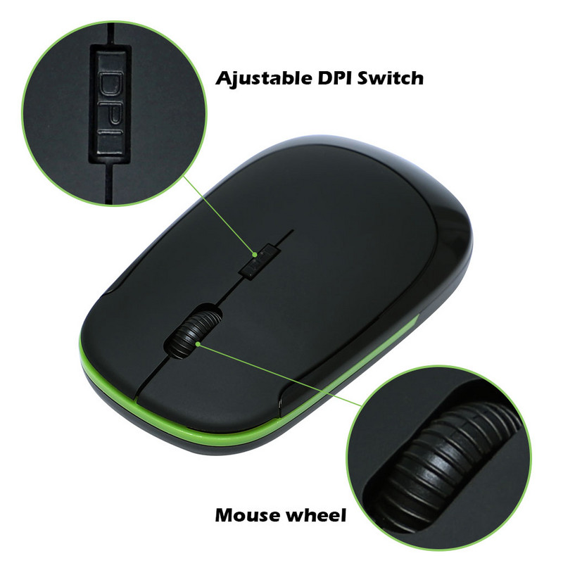 Mouse fără fir Mini 2 4GHz 1600DPI reglabil PC Computer Notebook Mouse Wireless de lucru Mouse optic