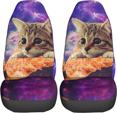 Galaxy Cute Pizza Cat Presvlake za autosjedalice Set 2 kom Auto Interijer Dodaci za automobil Protetori Presvlake za automobilske prostirke Vozilo