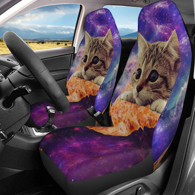 Galaxy Cute Pizza Cat Huse scaun auto Set 2 buc Accesorii auto Interior Auto Protectoare Covoraș auto Vehicul
