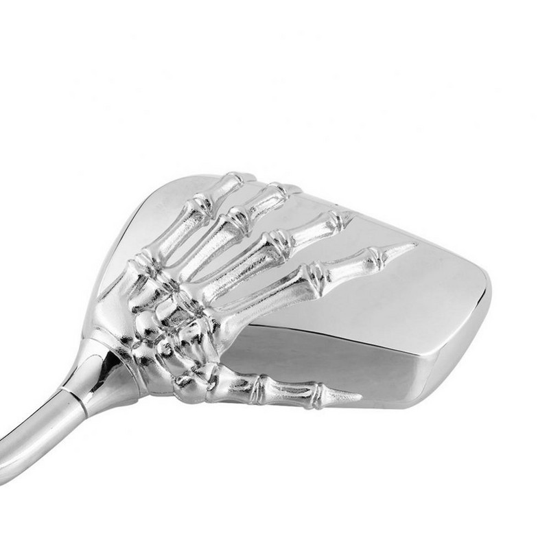 1 pora kairiojo dešiniojo universalaus motociklo chromo kaukolės rankų šoninių galinio vaizdo veidrodžių