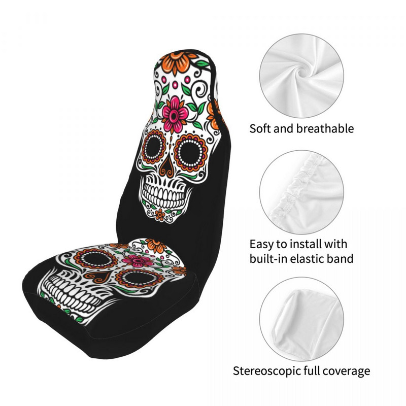 Sugar Skull Univerzalna navlaka za autosjedalicu Four Seasons Prikladna za sve vrste modela Zaštitne navlake za autosjedalicu Fibre Car Styling
