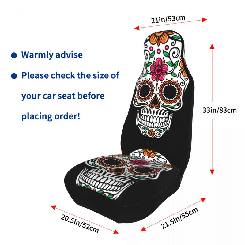 Sugar Skull Univerzalna navlaka za autosjedalicu Four Seasons Prikladna za sve vrste modela Zaštitne navlake za autosjedalicu Fibre Car Styling