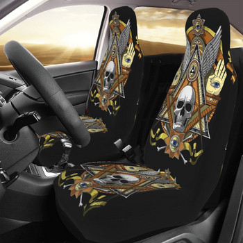 Κάλυμμα καθίσματος αυτοκινήτου Masonic Skull Universal Four Seasons For SUV Mason Freemason Ματ καθίσματος αυτοκινήτου Πολυεστερικό αξεσουάρ αυτοκινήτου