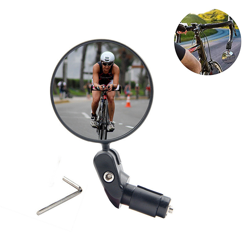 1 tk ümmargune lisatahavaatepeegel jalgratta mootorratta juhtraua kinnitusele, reguleeritav 360 pöördega, lainurk kumer peegel