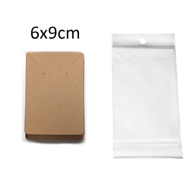 50 de seturi de carduri pentru cercei și 50 de bucăți de pungi, colier, cercei, carduri de afișare, pungi auto-sigilate, card de hârtie kraft pentru ambalarea bijuterii DIY