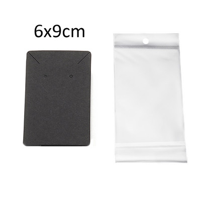 50 de seturi de carduri pentru cercei și 50 de bucăți de pungi, colier, cercei, carduri de afișare, pungi auto-sigilate, card de hârtie kraft pentru ambalarea bijuterii DIY