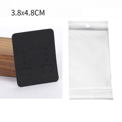 50 de seturi de carduri pentru cercei și 50 de bucăți de pungi, colier, cercei, carduri de afișare, pungi auto-sigilate, card de hârtie kraft pentru ambalarea bijuterii DIY