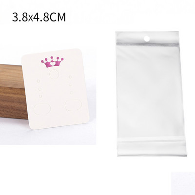 50 de seturi de carduri pentru cercei și 50 de bucăți de pungi, colier, cercei, carduri de afișare, pungi auto-sigilate, card de hârtie kraft pentru ambalarea bijuterii DIY