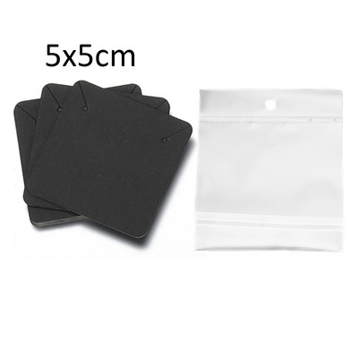 50 de seturi de carduri pentru cercei și 50 de bucăți de pungi, colier, cercei, carduri de afișare, pungi auto-sigilate, card de hârtie kraft pentru ambalarea bijuterii DIY