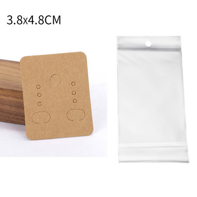 50 de seturi de carduri pentru cercei și 50 de bucăți de pungi, colier, cercei, carduri de afișare, pungi auto-sigilate, card de hârtie kraft pentru ambalarea bijuterii DIY