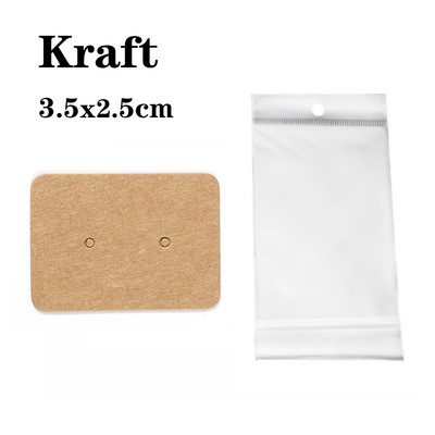 50 de seturi de carduri pentru cercei și 50 de bucăți de pungi, colier, cercei, carduri de afișare, pungi auto-sigilate, card de hârtie kraft pentru ambalarea bijuterii DIY