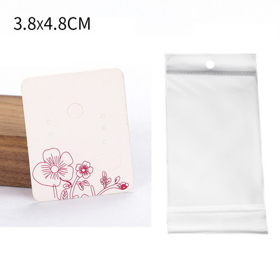 50 de seturi de carduri pentru cercei și 50 de bucăți de pungi, colier, cercei, carduri de afișare, pungi auto-sigilate, card de hârtie kraft pentru ambalarea bijuterii DIY