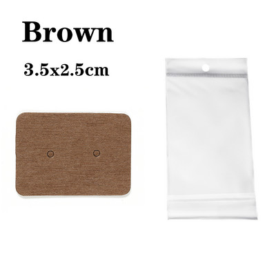 50 de seturi de carduri pentru cercei și 50 de bucăți de pungi, colier, cercei, carduri de afișare, pungi auto-sigilate, card de hârtie kraft pentru ambalarea bijuterii DIY