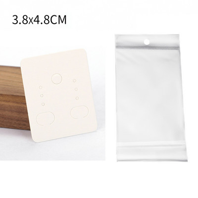 50 de seturi de carduri pentru cercei și 50 de bucăți de pungi, colier, cercei, carduri de afișare, pungi auto-sigilate, card de hârtie kraft pentru ambalarea bijuterii DIY