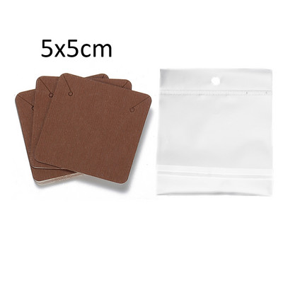 50 de seturi de carduri pentru cercei și 50 de bucăți de pungi, colier, cercei, carduri de afișare, pungi auto-sigilate, card de hârtie kraft pentru ambalarea bijuterii DIY