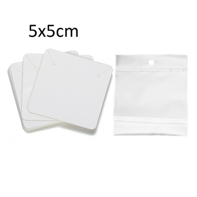 50 de seturi de carduri pentru cercei și 50 de bucăți de pungi, colier, cercei, carduri de afișare, pungi auto-sigilate, card de hârtie kraft pentru ambalarea bijuterii DIY