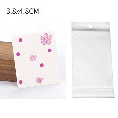 50 de seturi de carduri pentru cercei și 50 de bucăți de pungi, colier, cercei, carduri de afișare, pungi auto-sigilate, card de hârtie kraft pentru ambalarea bijuterii DIY