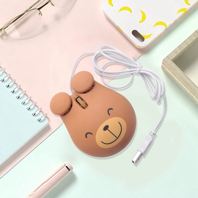 1000 dpi mouse optic cu fir pentru jocuri mouse drăguț urs animal usb pentru pc laptop consolă de jocuri plastic maro