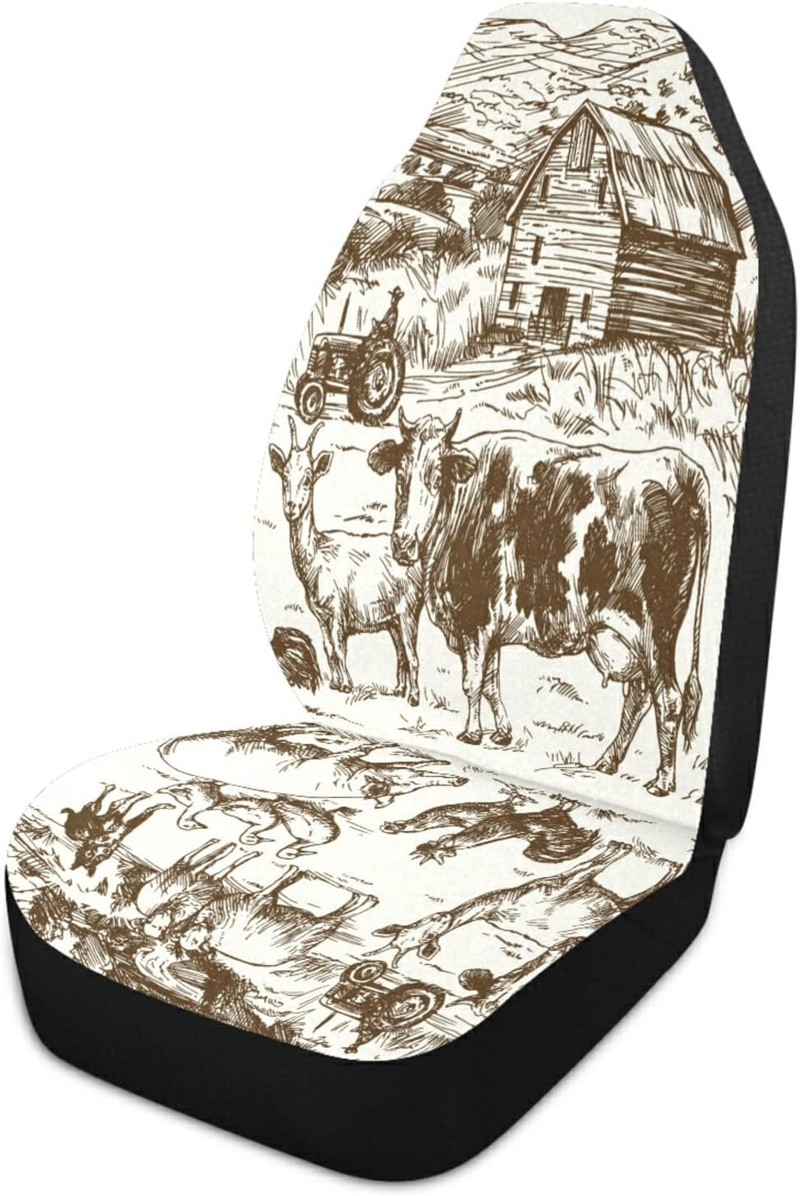 Husa scaunului auto cu animale de fermă Protector universal pentru scaune față auto se potrivește cu husa de protecție anti-alunecare pentru scaune auto pentru mașină SUV Sedan camion