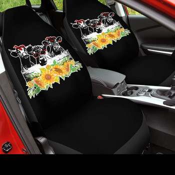 Αστεία καλύμματα καθισμάτων αυτοκινήτου αγελάδας Sunflower Girly Καλύμματα καθισμάτων αυτοκινήτου προστατευτικό για γυναίκες Κορίτσια Καλύμματα καθισμάτων αυτοκινήτου Σετ 2 Fit Most Vehicle