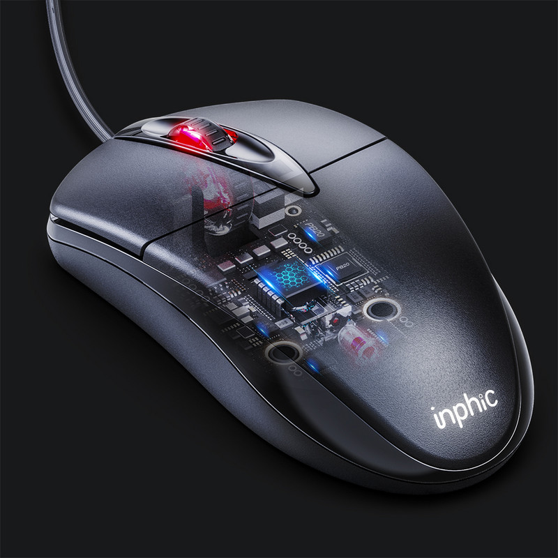 Mouse mut cu fir nou, birou, acasă, USB, roată, 4 culori, bloc de ponderare încorporat, luminos pentru computer, mouse optic mat