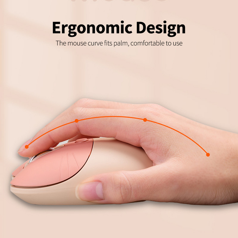 Mofii M3 2.4G ασύρματο ποντίκι Εργονομικά ποντίκια γραφείου 3-gear ρυθμιζόμενο DPI Αυτόματη αναστολή λειτουργίας Χαμηλός θόρυβος για επιτραπέζιους υπολογιστές Φορητός υπολογιστής Ροζ