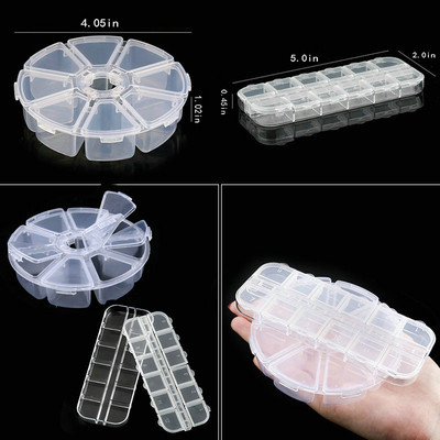 Compartiment pentru cutie de bijuterii din plastic transparent, container reglabil pentru margele, cutie de cercei, pentru cutie dreptunghiulară de bijuterii