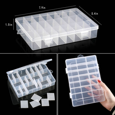 Compartiment pentru cutie de bijuterii din plastic transparent, container reglabil pentru margele, cutie de cercei, pentru cutie dreptunghiulară de bijuterii