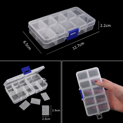 Compartiment pentru cutie de bijuterii din plastic transparent, container reglabil pentru margele, cutie de cercei, pentru cutie dreptunghiulară de bijuterii