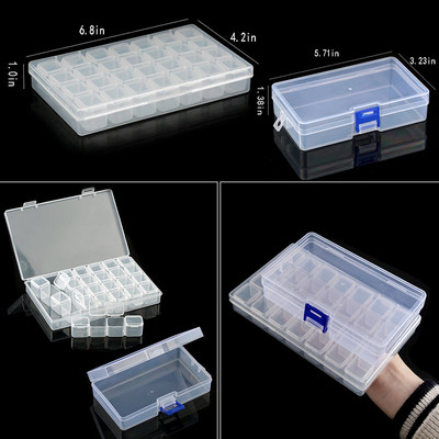 Compartiment pentru cutie de bijuterii din plastic transparent, container reglabil pentru margele, cutie de cercei, pentru cutie dreptunghiulară de bijuterii