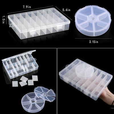 Compartiment pentru cutie de bijuterii din plastic transparent, container reglabil pentru margele, cutie de cercei, pentru cutie dreptunghiulară de bijuterii