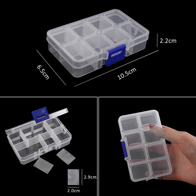 Compartiment pentru cutie de bijuterii din plastic transparent, container reglabil pentru margele, cutie de cercei, pentru cutie dreptunghiulară de bijuterii
