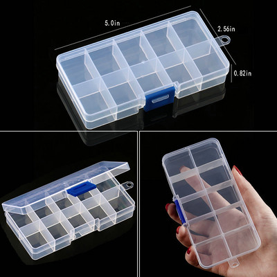 Compartiment pentru cutie de bijuterii din plastic transparent, container reglabil pentru margele, cutie de cercei, pentru cutie dreptunghiulară de bijuterii