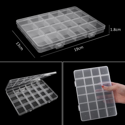 Compartiment pentru cutie de bijuterii din plastic transparent, container reglabil pentru margele, cutie de cercei, pentru cutie dreptunghiulară de bijuterii