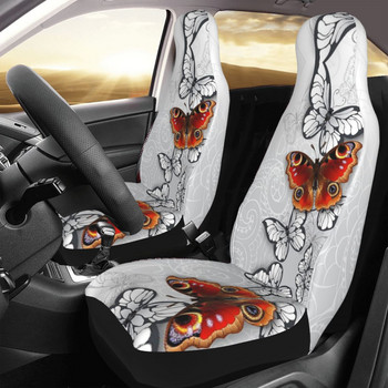 Γκρι φόντο Peacock Butterfly Κάλυμμα καθίσματος αυτοκινήτου Universal Four Seasons AUTOYOUTH Ματ καθίσματος αυτοκινήτου Πολυεστέρας Κυνήγι