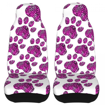 Dog Paw Pink Leopard Print Universal κάλυμμα καθίσματος αυτοκινήτου εκτός δρόμου Κατάλληλο για κάθε είδους μοντέλα Κάλυμμα καθίσματος αυτοκινήτου Fiber Hunting