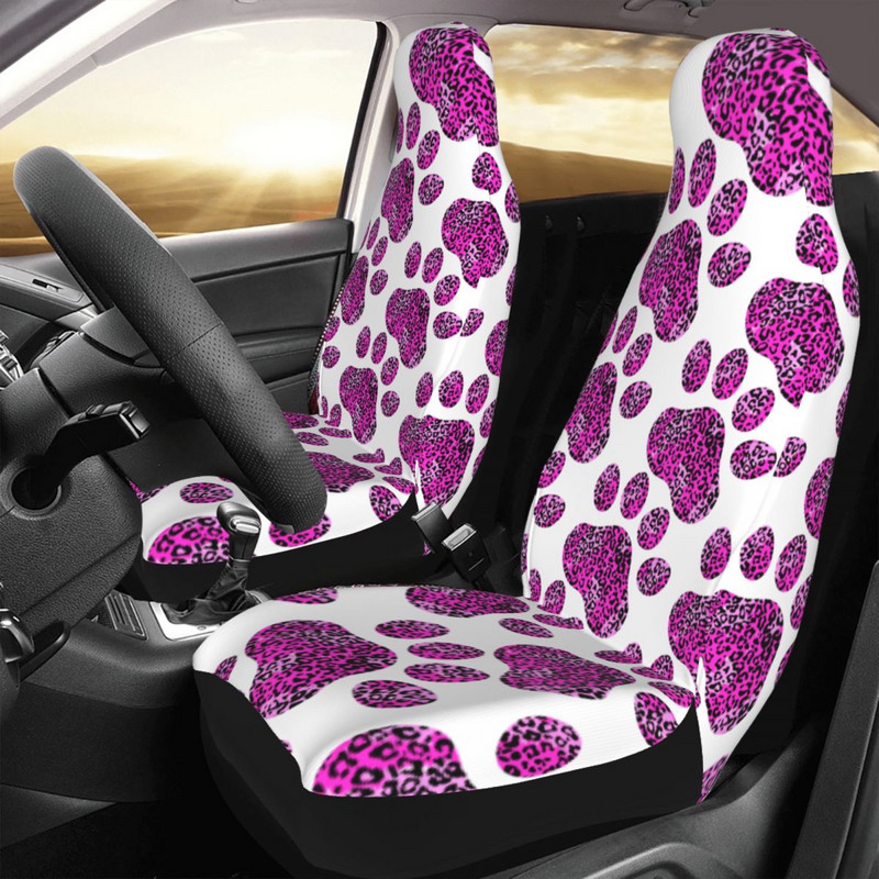 „Dog Paw Pink Leopard Print“ universalus automobilio sėdynės užvalkalas visureigiams, tinka visų tipų modeliams „Auto Seat Cover Fiber Hunting“