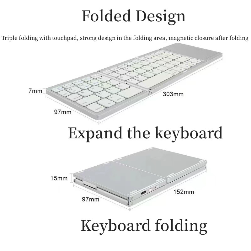 Mini Bluetooth bežična tipkovnica s Touchpadom Punjiva ruska tipkovnica španjolska univerzalna Windows Android IOS mobilna tableta