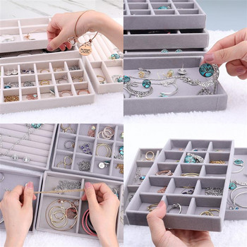 Velvet Jewelry Box Organizer Σκουλαρίκια DIY Δαχτυλίδι κοσμήματα Δίσκος προβολής Φορητό κουτί αποθήκευσης Jewelry Organizer Θήκη βιτρίνας