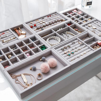 Velvet Jewelry Box Organizer Σκουλαρίκια DIY Δαχτυλίδι κοσμήματα Δίσκος προβολής Φορητό κουτί αποθήκευσης Jewelry Organizer Θήκη βιτρίνας
