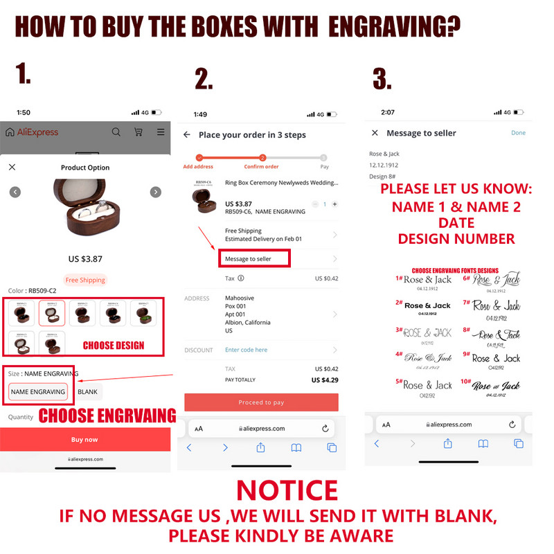 Ρουστίκ θήκη για δαχτυλίδι γάμου Ξύλο Προσαρμοσμένο Γάμο Προσαρμοσμένο Όνομα Επέτειος αρραβώνων Βαλεντίνου Εξατομικευμένο όνομα Ημερομηνία για γαμήλια τελετή