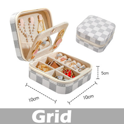 Κοσμήματα Ταξιδιωτική θήκη με Mirror Organizer Κιβώτια προβολής PU Δερμάτινο φερμουάρ Φορητά σκουλαρίκια Κολιέ Δαχτυλίδι Κουτί αποθήκευσης κοσμημάτων