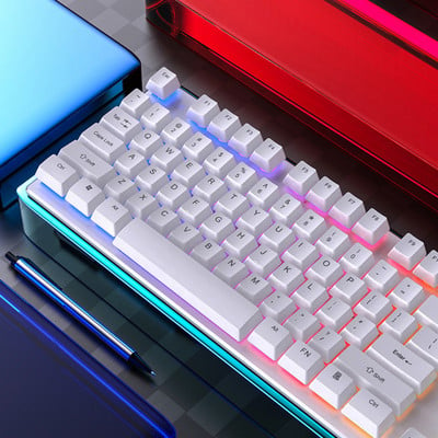 Spēļu tastatūra 104 Keys RGB USB mehāniskā sajūta tastatūra Vadu spēļu tastatūra Ergonomiska E-sport Spēļu datora tastatūra bez trieciena