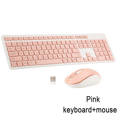 Set combinat de tastatură și mouse cu 106 taste Tastatură fără fir de dimensiune completă silențioasă 2,4G Tastatură silențioasă pentru notebook, laptop, PC desktop