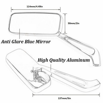 1 чифт алуминиева сплав Огледало за обратно виждане на мотоциклет Кормило Огледало за скутер за 8 mm 10 mm Огледало за обратно виждане Крайна основа на дръжката